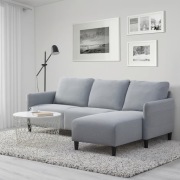 IKEA ANGERSBY sofa 3-osobowa z szezlongiem /Knisa jasnoszara