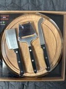 Zestaw Deska do serów + 3 noże ze stali nierdzewnej