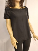 Czarna bluzka F&F L luźna elegancka basic dekolt łódka minimalistyczna