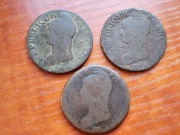 Francja, zestaw 3 monet, 5 centimów LAN