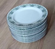 Talerzyki deserowe z dekorem zielonym I  złotym otokiem PRL