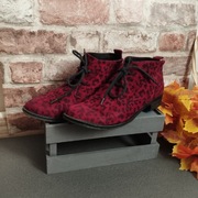 Botki damskie Marco Tozzi 39 bordowe wiązane panterka  jesień