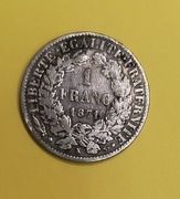 1 frank franc 1871  K Ceres Demeter srebro
