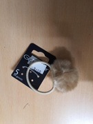 gumka do włosów beżowa z pomponem