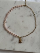 Naszyjnik choker stokrotki z łańcuszkiem misiem łańcuch misiu