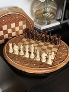 NOWE szachy rzeźbione drewniane polskie zestaw szachów na prezent 