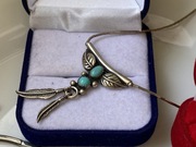Navajo stary srebrny naszyjnik kolia z turkusami srebro vintage