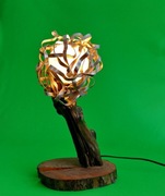 Lampa stołowa, korzeń, metal, handmade
