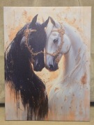 Obraz jeździecki KOŃ ARABSKI. Mustang. Prezent dla hodowcy koni.