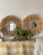 Lustro okrągłe boho rafii 60 cm