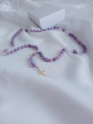 Różaniec dla dziewczynki fioletowy anhydryt kamień naturalny 