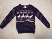 Wzorzysty sweter jednorożec serca norweskie wzory OshKosh 116 jak nowy