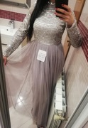 Nowa sukienka długa maxi s/m 38 m cekiny cekinowa wesele studniówka tiul