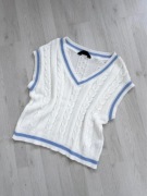 Biały sweterek kamizelka z niebieskim Pixiegirl 36 S