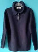 H&M naturalny szkolny sweter chłopak 1222/128cm 7/8 lat bawełna granat