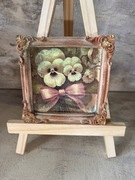 Recznie malowana ramka z vintage bratkami