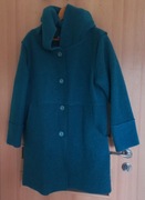 Płaszcz wełniany M L turkusowy włoski 