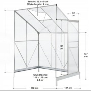Szklarnia boczna 193cmx123cm.Poliwęglan 