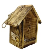 Karmink drewniany dla ptaków z zawieszką opalany 29x26x14 cm