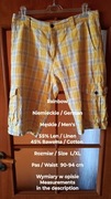 Rainbow  Niemieckie męskie lniane krótkie spodnie cargo, 55% Len, Roz. L/XL