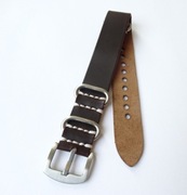 Pasek NATO 22mm skórzany brązowy do zegrka vintage