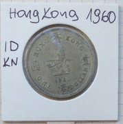 0500 Hongkong 1 dolar 1960 KN ładna 