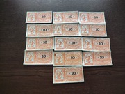 Stare banknoty pieniądze dukaty do gra planszowa Fortuna, nominał 10