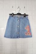 Jeansowa spódniczka z haftowanym napisem "Barbie" ORYGINAŁ