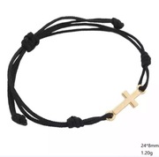 Bransoletka z krzyżem regulowana czarna czerwona