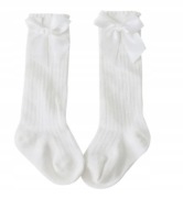 Bawełniane podkolanówki gładkie 0-2 9-14cm kokardka kokarda