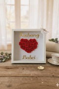 Ramka 3D Prezent  - Serce z róż - Rękodzieło OKAZJA personalizowane