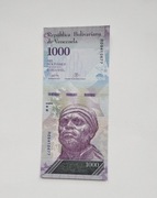 1000 Boivares 2017r,Venezuela UNC, znaki wodne, rozmiar 155 x 70 mm