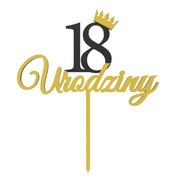 TOPPER NA TORT 18 URODZINY Złoty Czarny Brokat