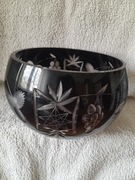 Ręcznie szlifowana misa miska Hortensja vintage głęboki burgundowy/rubinowy