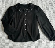 Zara czarna koszula kołnierzyk bluzka modna xs jesień