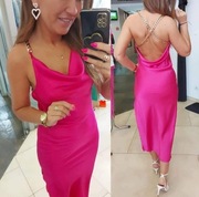 Satynowa sukienka rXS/S róż 