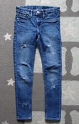 Jeansy rurki H&M rozm. 134cm dziury przetarcia wiosenne