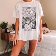 Biała koszulka bluzka nowa wicca t-shirt tarot S oversize bluzeczka vintage