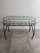 Stolik Metalowy Z Szybą Szklaną 120x70 cm