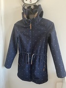 Yigga granatowa parka z kapturem wodoodporna softshell w kropki 152 cm