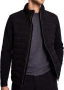 MASSIMO DUTTI  CIEMNO GRANATOWA KURTKA Z ŁĄCZONEK SKÓRY ZAMSZOWEJ ROZ S