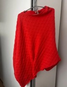 Pomarańczowy sweter ponczo narzutka L