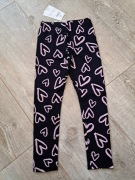 Getry/ legginsy ocieplane,  czarne w serca - rozm 122