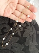 Naszyjnik złoty z perełkami regulowany 46 cm Modeus elegancki damski