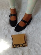 (37/38) ASOS Design/Czarne baleriny z zapięciem z Londynu, NOWE 