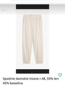 1.Spodnie damskie lniane r.48, 55% len 45% bawełna 
