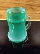 Kufel wazon zielony szkło Tarnowiec PRL vintage 