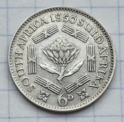 #1580 RPA 6 pensów 1950  srebro ładna 