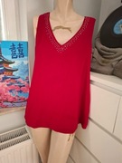 Wallis 46 XXXL czerwona bordowa bluzka vintage retro top dekolt v zimowa