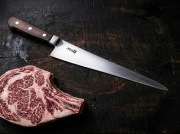 Vintage Japoński nóż Gyuto Sujihiki Minamoto Sukehisa 260mm stal węglowa
